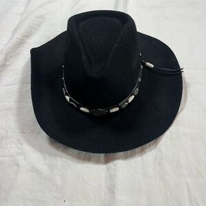 Harley-Davidson Black Wool Western Cowboy Hat Large Made in USA Biker Hat